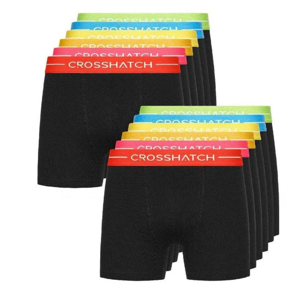 Crosshatch Mens Astral Logo Boxer Briefs (Pack of 12) / Black